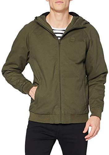 Hooded Cotton Zip Jacket Giacca, Verde (Dark-Olive 551), M Uomo