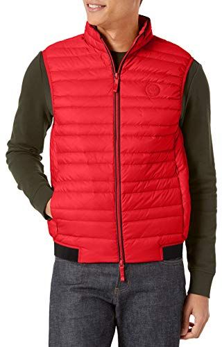 A| x Zip Up Vest Piumino a Gilet, Rot/Schwarz, XL Uomo