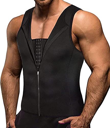 Sauna Sweat Zipper Vest per Perdere Peso Hot Corsetto in Neoprene Vita Trainer Body Top Shapewear Slimming Shirt Workout Suit/Double Zipper-Black/XL