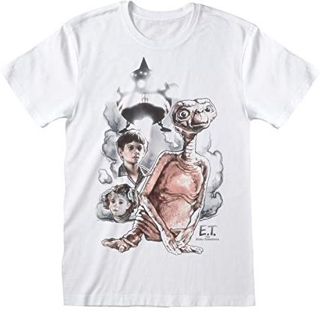 E.T. Vintage Sketch Women's Boyfriend Fit T-Shirt White, Donna