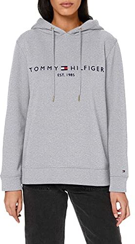 TH Ess Hilfiger Hoodie LS Felpa con Cappuccio, Grigio (Light Grey Heather), XXS Donna