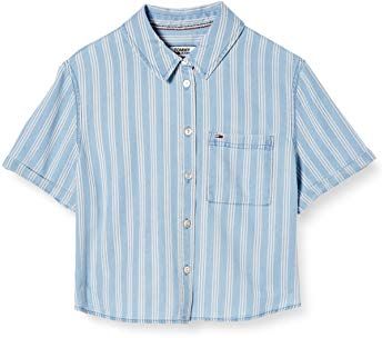 Tommy Jeans Tjw Summer Super Crop Shirt Camicia, Blu (Lt Indigo), XS Donna