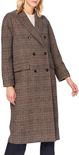 Philippa Wool Check Cappotto, Camel 64, L Donna