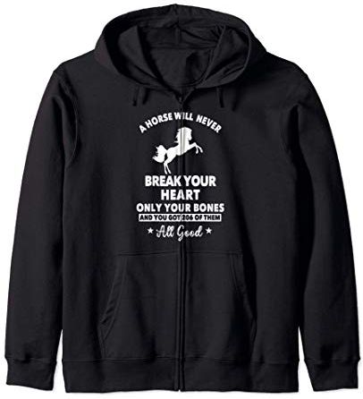 Horses Will Never Break Your Heart | Funny Horse Rider Gift Felpa con Cappuccio