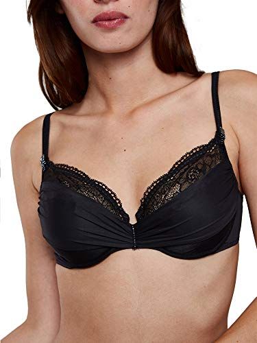 Reggiseno Mezza Coppa con Pizzo, Donna Nero (Noir) 3D