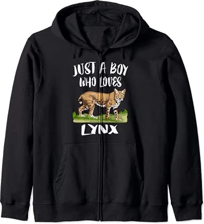 Just A Boy Who Loves Lynx Animal Cat Felpa con Cappuccio