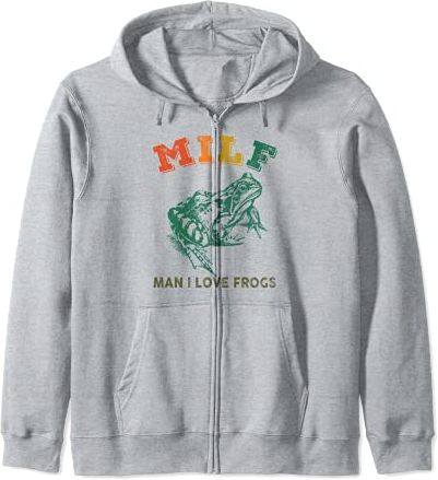 MILF-Man I Love Frogs Funny Saying Frog Amphibian Lovers Felpa con Cappuccio