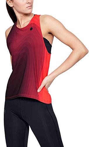 Canotta UA Rush Run Track Canottiera, Red, XS Donna