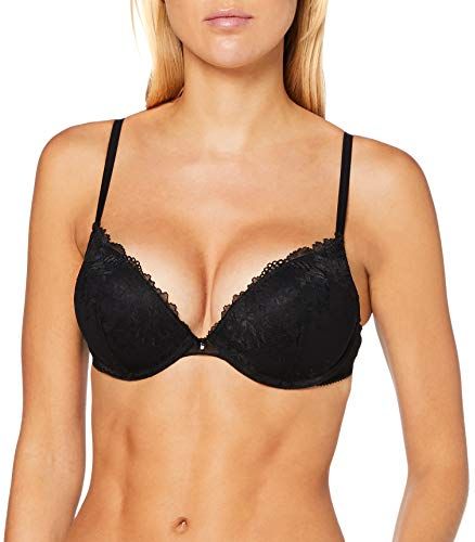 Donna Reggiseno Push up con Imbottitura e Anello in Pizzo Not Applicable, Nero, 85B