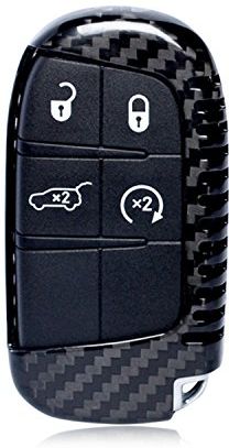 Custodia in fibra di carbonio per portachiavi FIAT/Dodge, in vera fibra di carbonio per Fiat Viaggio Ottimo Freemont Dodge JCUV Journey Smart Keyless Fob Remote Key, fibra di carbonio, Nero