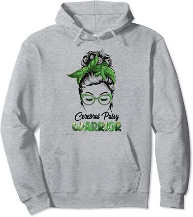 Cerebral Palsy Warrior Messy Bun Survivor Women Girls Felpa con Cappuccio