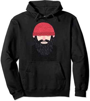 Cool & Funny Hipster Stylish Beard Man Short Sleeve Graphic Felpa con Cappuccio