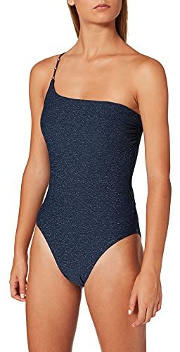 One Shoulder Maillot Costume Intero, Indaco, 40 Donna