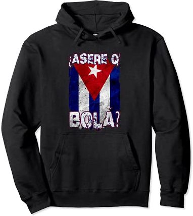 Havana Shirts for Men Asere Que Bola Distressed Cuban Flag Felpa con Cappuccio