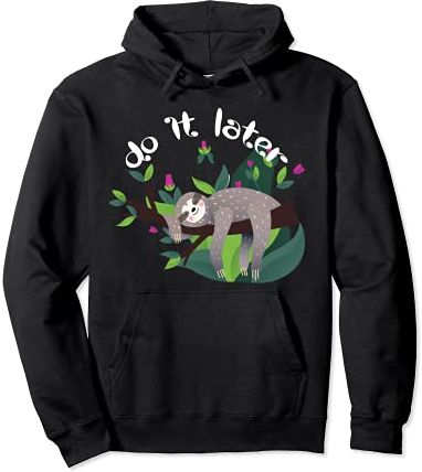 Kids Graphic Tees - Lazy Sloth Short Sleeve Felpa con Cappuccio