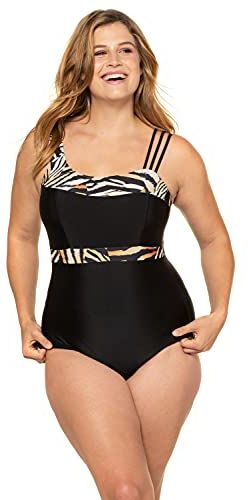 Badeanzug Animalträger, Große Größen Costume Intero, Nero (Nero 72779910), 52 Donna