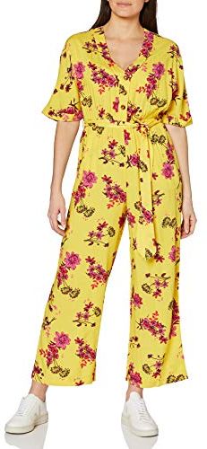 Marchio Amazon - find. Tuta Estiva a Manica Corta Donna, Giallo (Yellow), 44, Label: M