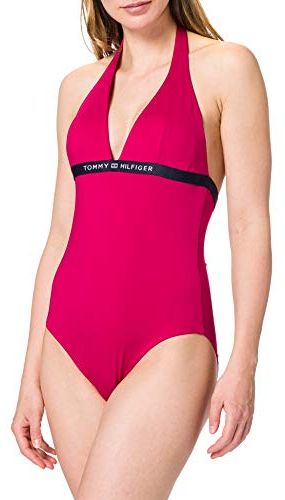 One-Piece Halter Parte Superiore del Bikini, Magenta Reale, L Donna