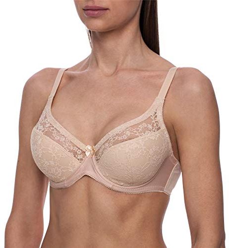 Reggiseno Sexy con Ferretto Taglie Forti a Mezza Imbottitura Beige IT 4D