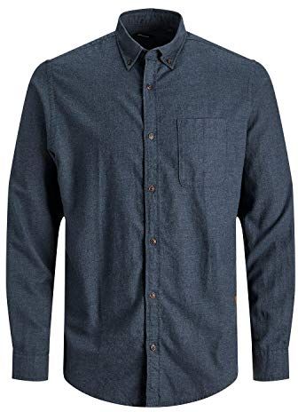 Jjeclassic Heather Shirt L/S STS Camicia, Blazer Blu Marine, L Uomo