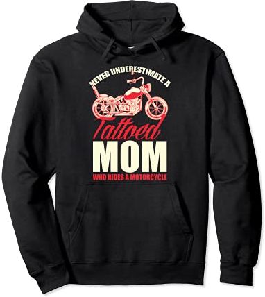 Mamma Tatuata Donna Biker Sport Motociclista Motociclo Felpa con Cappuccio