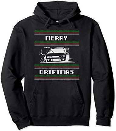 Christmas Ugly Sweater Pun - Merry Driftmas Car Drift Racer Felpa con Cappuccio