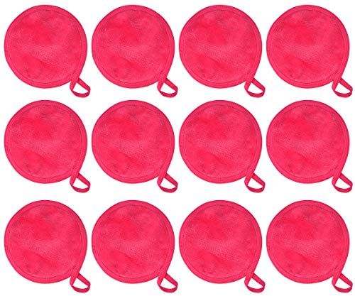 Dischetti Struccanti Ultra-morbido Pad Struccanti Riutilizzabili Panno Struccante per Pulizia del Viso Solo con Acqua 12 Pezzi Rosa