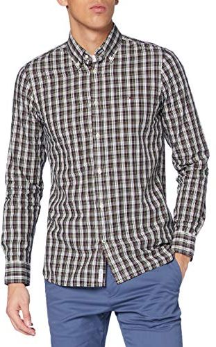 Slim Small Tartan Check Shirt Camicia, Ecru/Multi, L Uomo