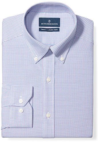 Tailored Fit Button-Collar Pattern Non-Iron Dress Shirt Camicia, Rosa (Pink/Blue Geo), 17" Neck 38" Sleeve