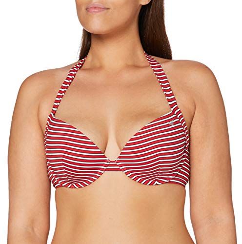 Swimwear Swimwear Multifunction Push-up Bra Beachwear Logo Marinière Reggiseno Bikini, Rosso (Riga Rosso/B.Co/Blu 30674), 46 (Taglia Unica: Large) Donna