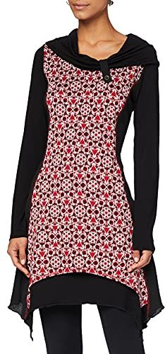 Joe's Jaquard Tunic Camicetta Lunga, Nero/Rosso, 48 Donna