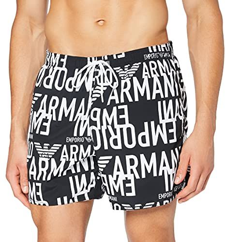 Swimwear Boxer all Over Graphic Logo Costume da Bagno, Black, 52 Uomo