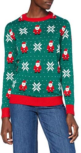 Ladies Santa Christmas Sweater Felpa, X-Masgreen, M Donna