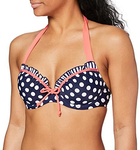 Pour Moi? Sea Breeze Padded Halter Underwired Top Reggiseno Bikini, Blu (Navy/Coral Navy/Coral), 3G (Taglia Produttore: 34G) Donna