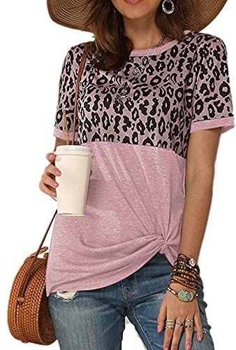 Maglietta Donna Taglie Forti Girocollo Manica Corta Estivo T-Shirt Basic Top 013-rosa S