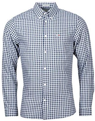 Tommy Jeans Tjm Twill Gingham Shirt Camicia, Blu (Blue 0mt), Small Uomo