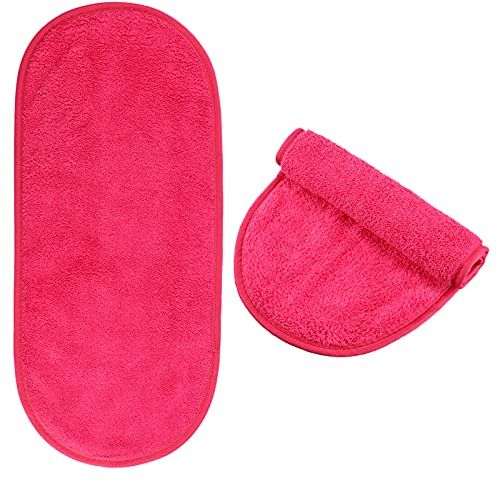 Panni Struccanti Panni per Pulizia Viso Asciugamano per Pulizia Viso Panno Struccante Microfibra Asciugamano Riutilizzabile Pulizia Viso per Vari Tipi Pelle, Rosa Rossa, 15,7 x 7,1 Pollici