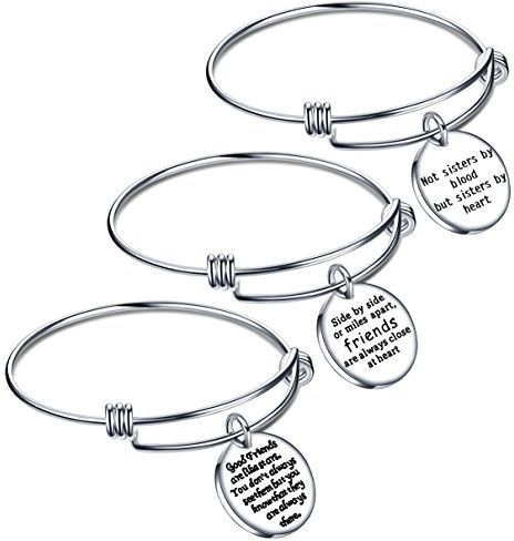 Lauhonmin, braccialetto dell’amicizia rigido con scritta, idea regalo per compleanno, laurea, confezione da 3 pezzi