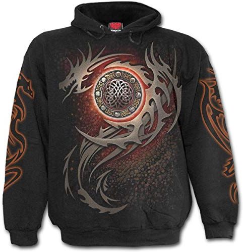 Dragon Eye Felpa con Cappuccio, Nero, XL Unisex Adulto