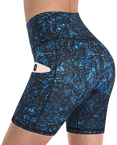 Pantaloni da Yoga Donna Alta Vita con da Corsa Allenamento Pantaloncini da a 4 Vie con Controllo Pancia Yoga Pantaloni Corti con Tasche Laterali