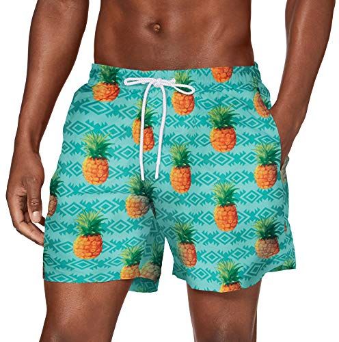 Pattern Swim Shorts Bermuda, Pineapple AOP, XXXL Uomo
