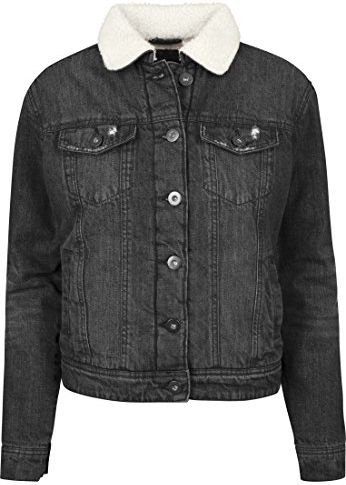 Ladies Sherpa Denim Jacket Giacchetto, Nero (Black Washed 709), XS Donna