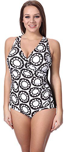 Costume Intero Curvy Taglie Forti Donna H-12(Modello-H10, EU(40)=IT(46))