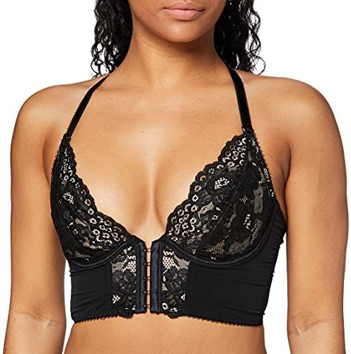 Pour Moi? Amour Accent Front Fastening U/W Bralette Brassière, Multicolore (Nero/Rosa/Nero), 2E Donna