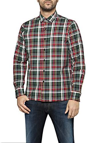 M4012p.000.52144 Camicia, (Green/Red/White 10), M Uomo