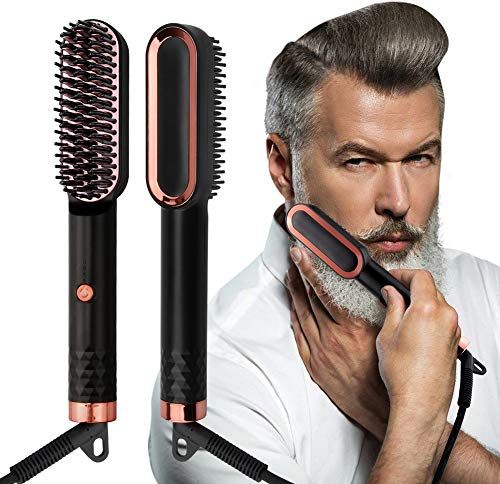 Pettine Barba Uomo Spazzola Lisciante Automatica per Capelli,2 in 1, Pettinatore Elettrico Multifunzione per Styling, Temperatura Regolabile, Portatile da Viaggio