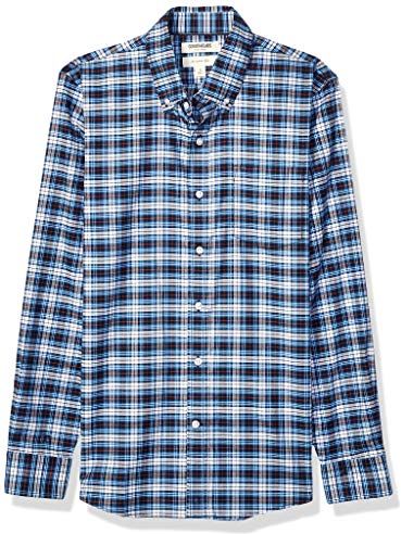 Slim-Fit Long-Sleeve Stretch Oxford Shirt (all Hours) Camicia, Uomo, Blue White Check, M