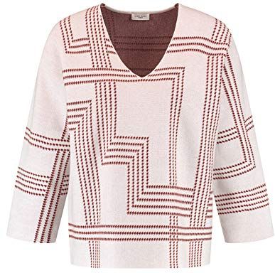 Pullover 1/1 Arm Maglione, Gemma Ecru/Bianco/Rosso/Arancione, XXXX-Large Donna