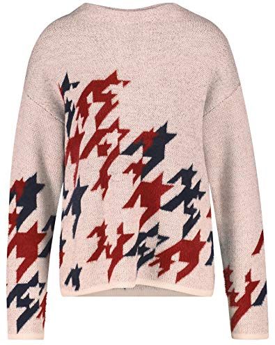 Pullover 1/1 Arm Maglione, Ecru/Weiss/Blau Gemustert, Medium Donna