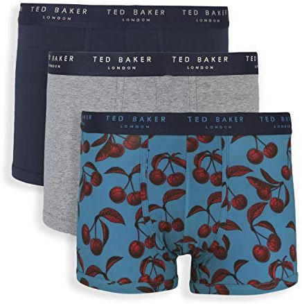 London Men's Cotton Trunk-Pack of 3 Bermuda, Crystal Teal Cherry Color/Heather Grey/Sky Captain, S Uomo